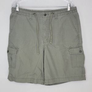 Eddie Bauer Shorts Mens Size 35 Ripstop Cargo Shorts Gray Hiking Drawstring Hem